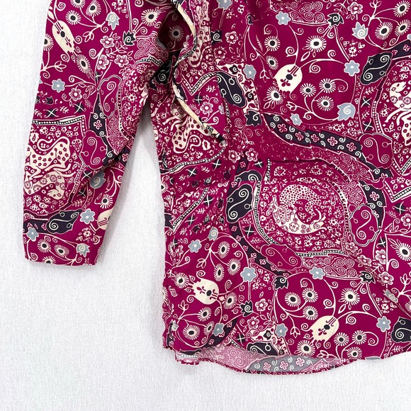 ISABEL MARANT ETOILE Carina Top Womens 40 Pink Printed One Shoulder Blouse - Picture 8 of 16